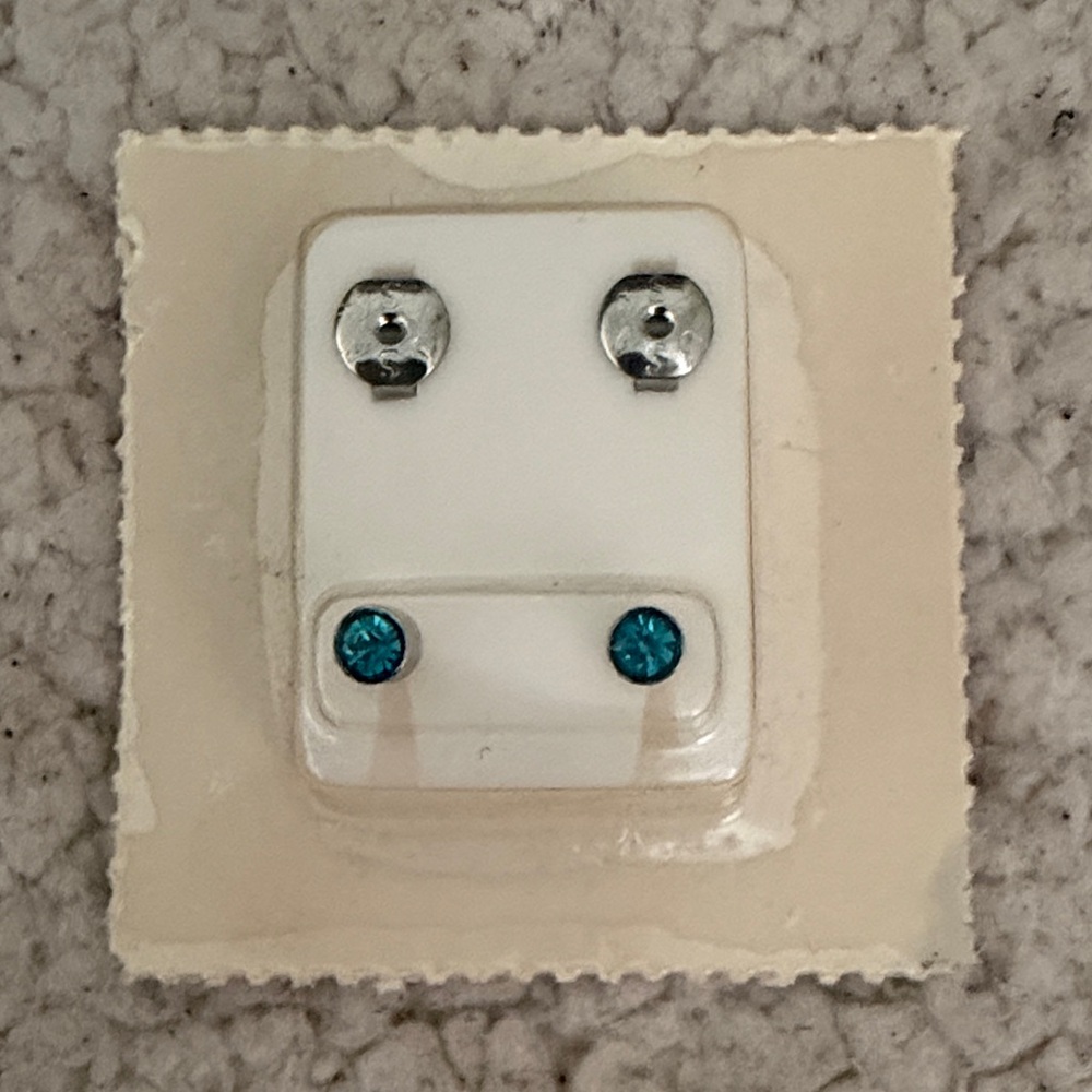 Silver and Blue Stud Earrings